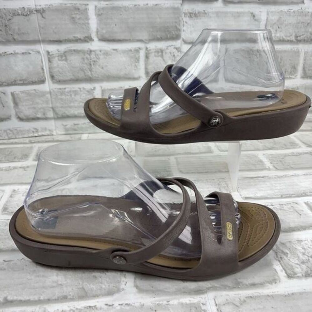 Crocs Patricia Women's Size 10 Brown Wedge Strap Comfort Sandals